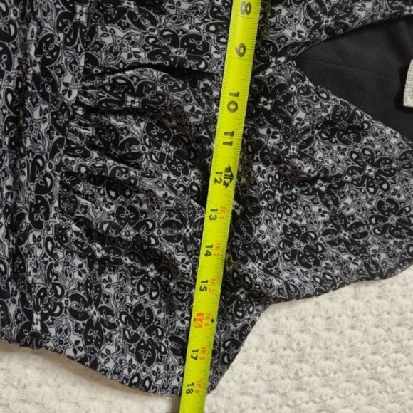 Evan-Picone Black White Patterned Halter Neck Dress Ruched Waist Size 12 - Picture 6 of 10